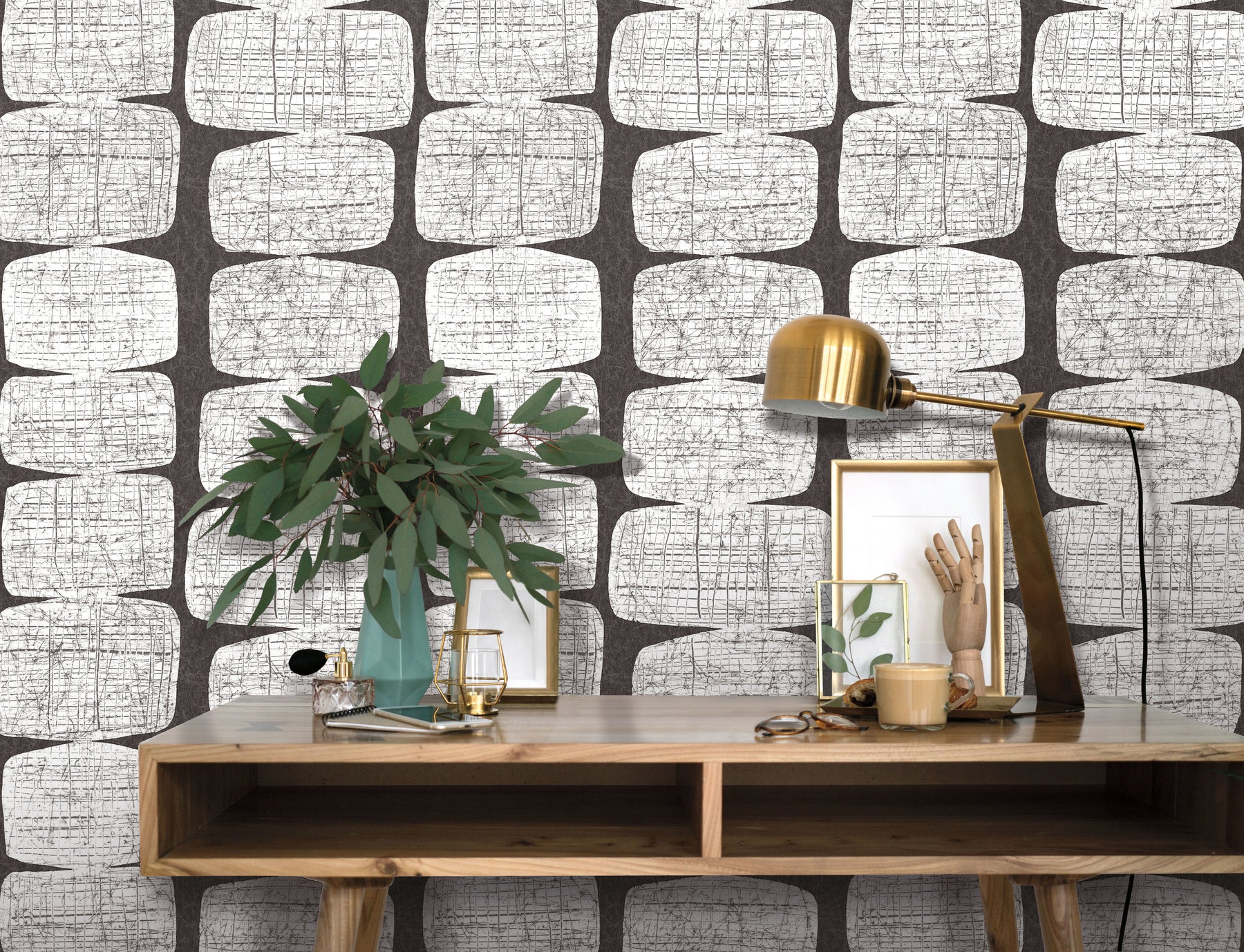 Mid-Century Beads P&S Wallpaper in a room setting