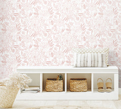 Beth Schneider Floral Sketch Peel and Stick Wallpaper in a room setting