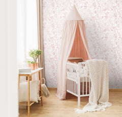 Beth Schneider Floral Sketch Peel and Stick Wallpaper in a room setting