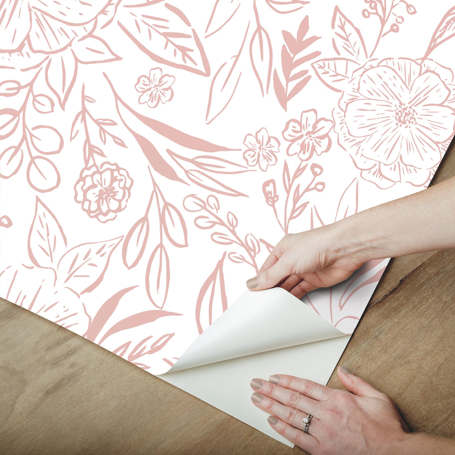 Beth Schneider Floral Sketch Peel and Stick Wallpaper - how to peel