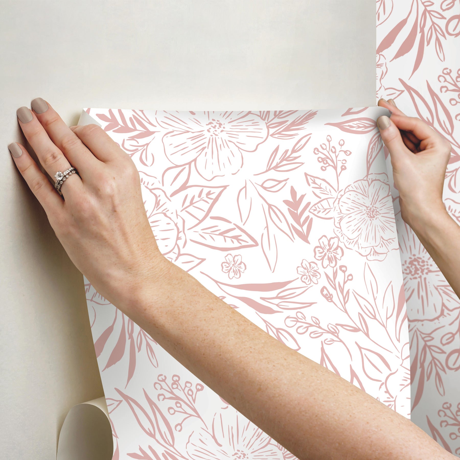 Beth Schneider Floral Sketch Peel and Stick Wallpaper - how to stick