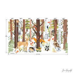 Forest Animal Hide & Seek P&S Wall Murals - dimensions