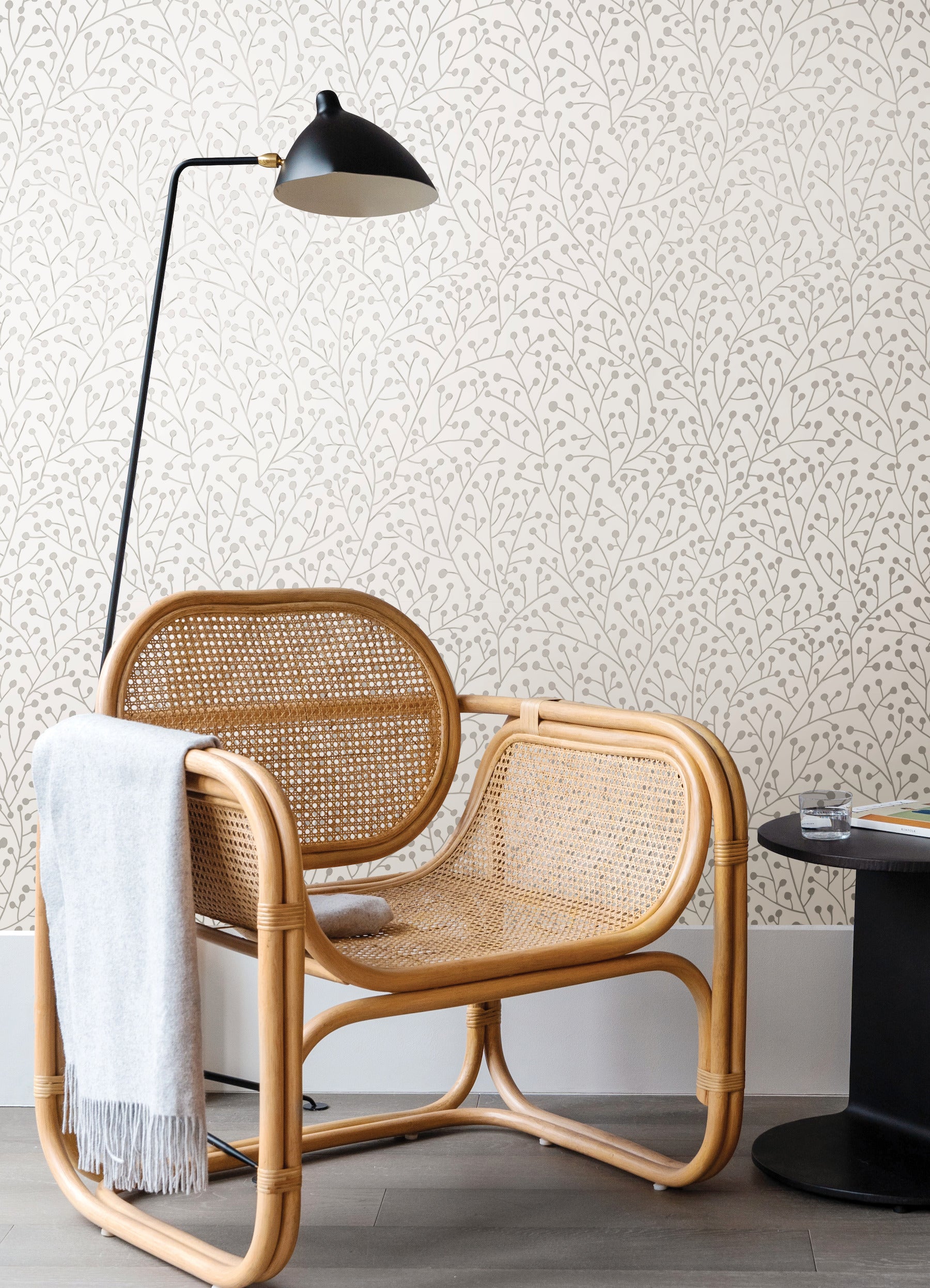 Cat Coquillette Berry Branches Peel and Stick Wallpaper in a room setting