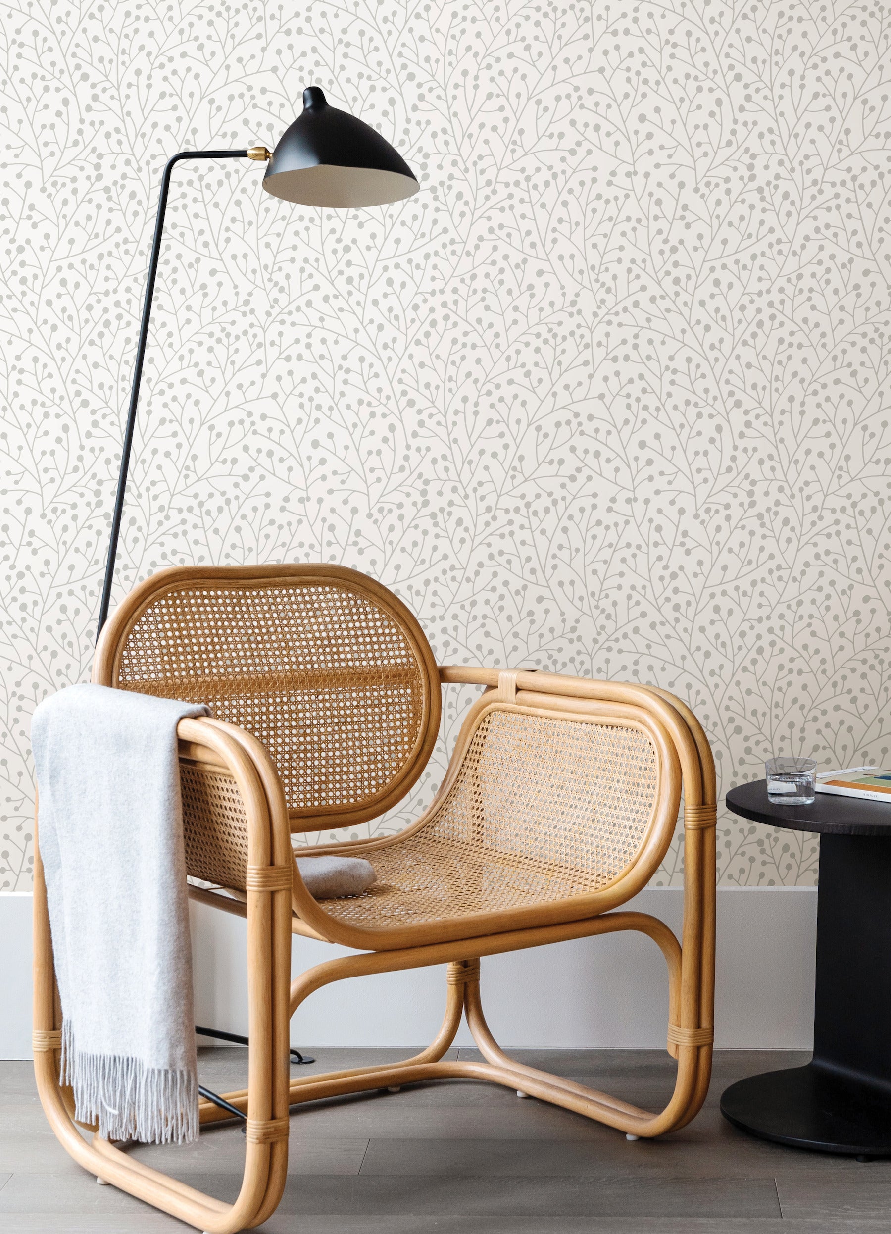 Cat Coquillette Berry Branches Peel and Stick Wallpaper in a room setting