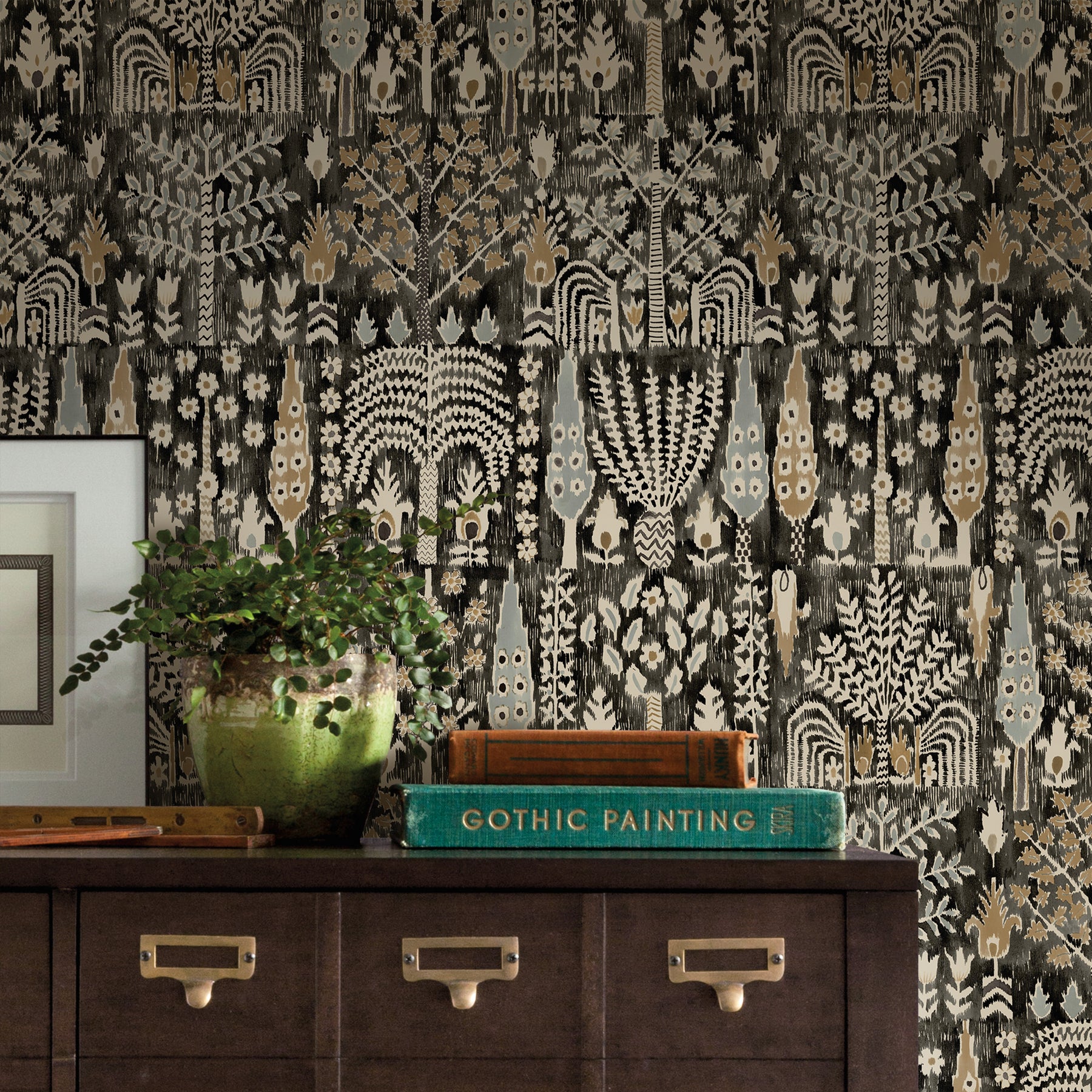 Persian Ikat Peel & Stick Wallpaper in a room setting