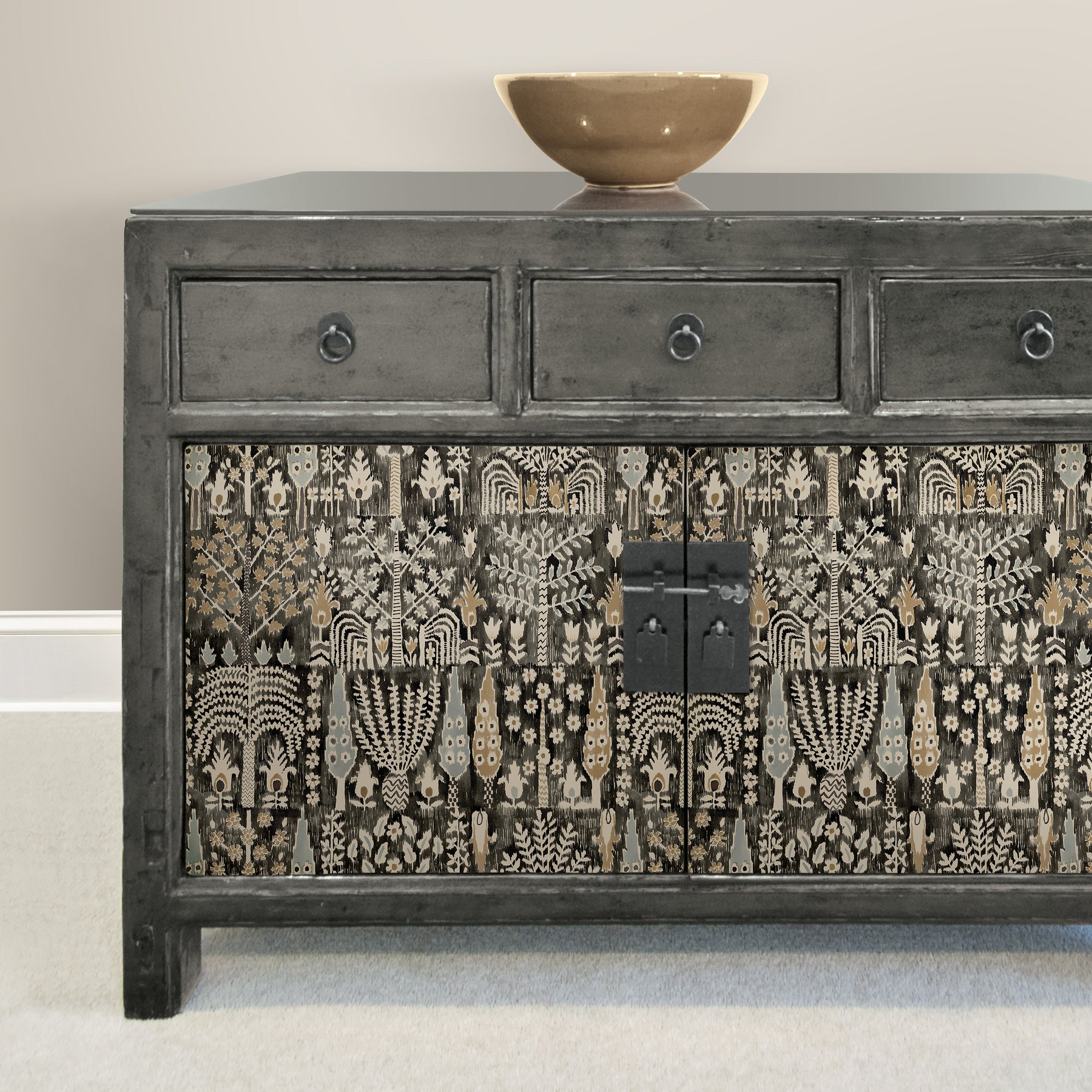 Persian Ikat Peel & Stick Wallpaper in a room setting
