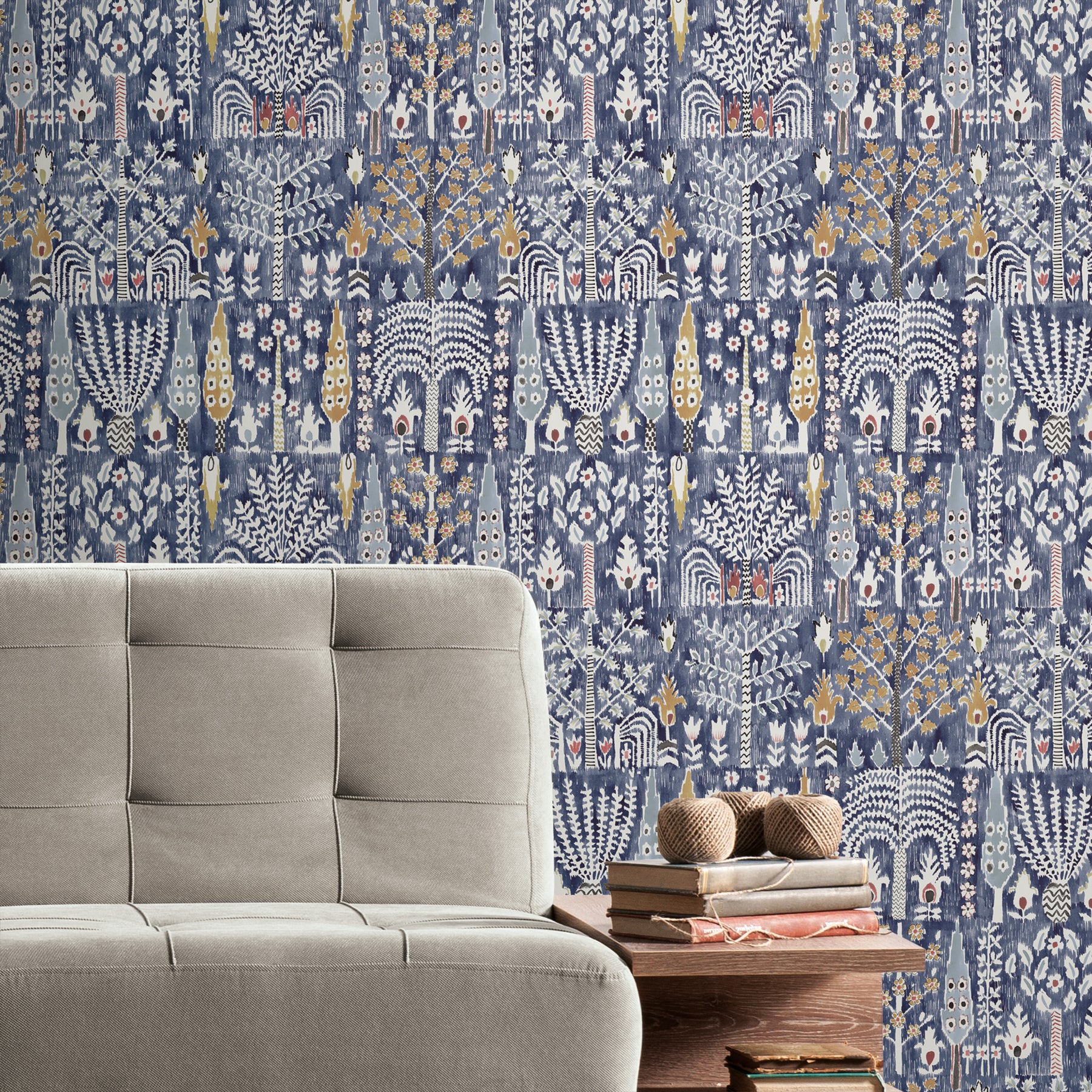 Persian Ikat Peel & Stick Wallpaper in a room setting