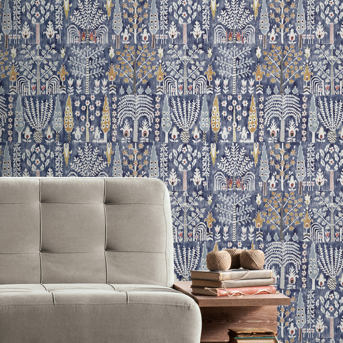 Persian Ikat Peel & Stick Wallpaper in a room setting