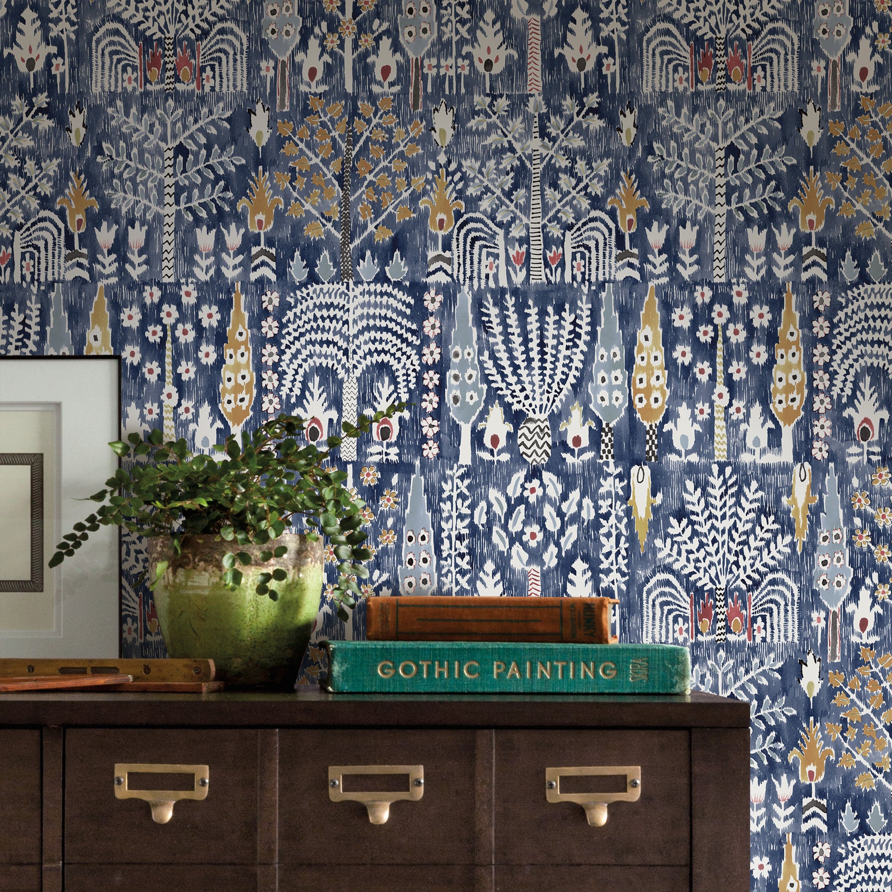 Persian Ikat Peel & Stick Wallpaper in a room setting