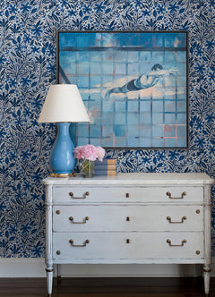 Cat Coquillette Porcelain Garden Peel and Stick Wallpaper in a room setting