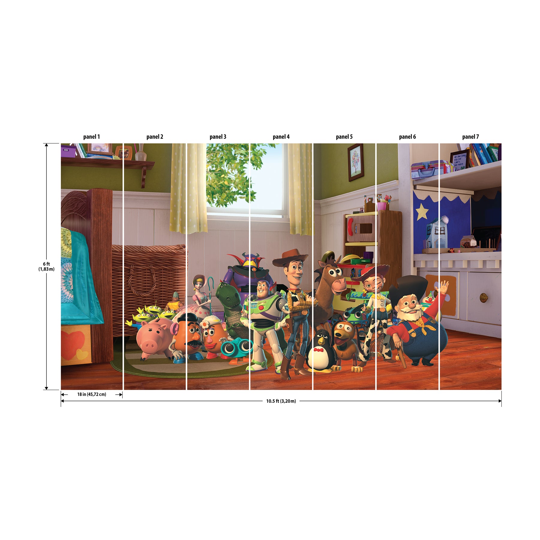 Toy Story P&S Wall Murals - dimensions