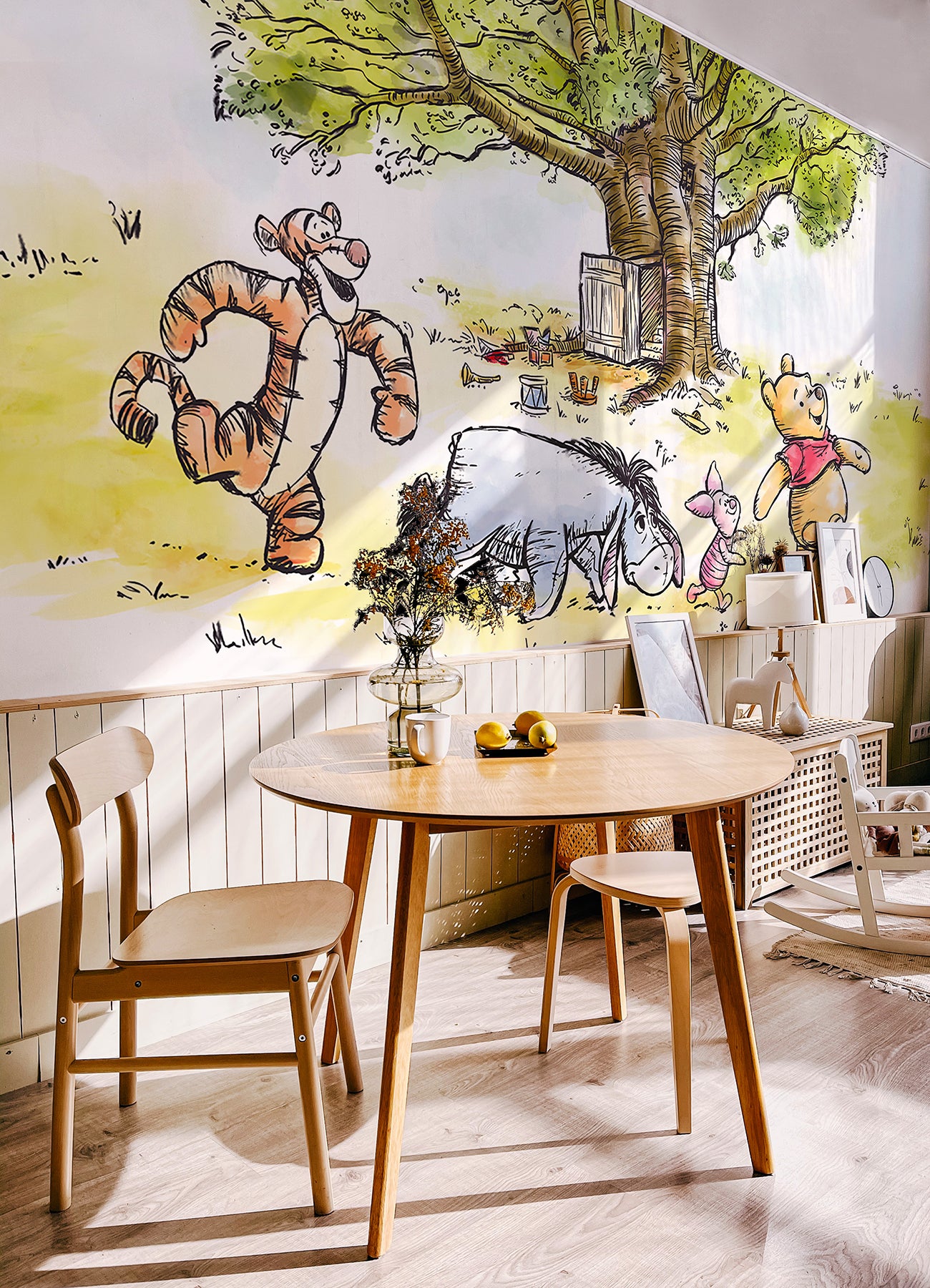 Disney’s Winnie The Pooh Watercolor P&S Wall Murals in a room setting