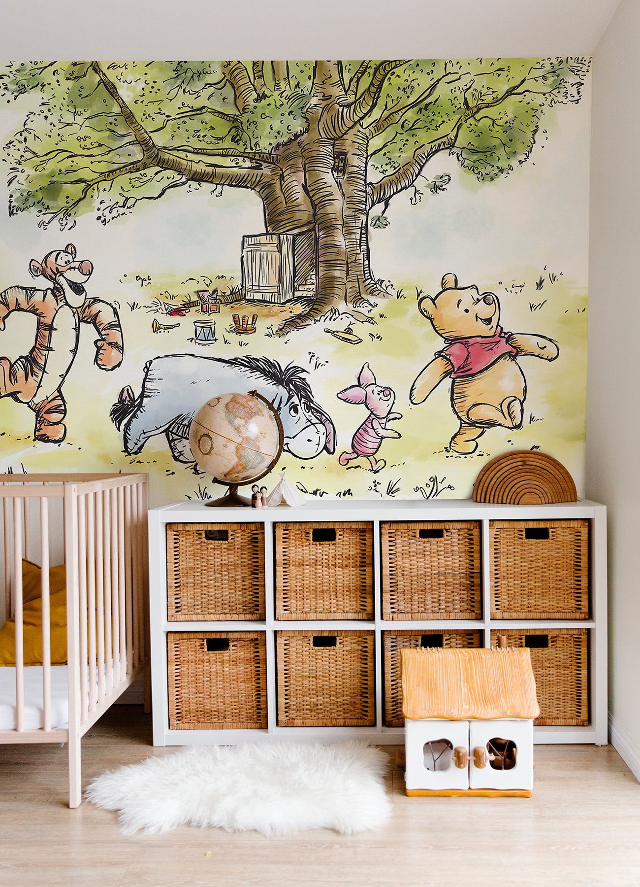 Disney’s Winnie The Pooh Watercolor P&S Wall Murals in a room setting