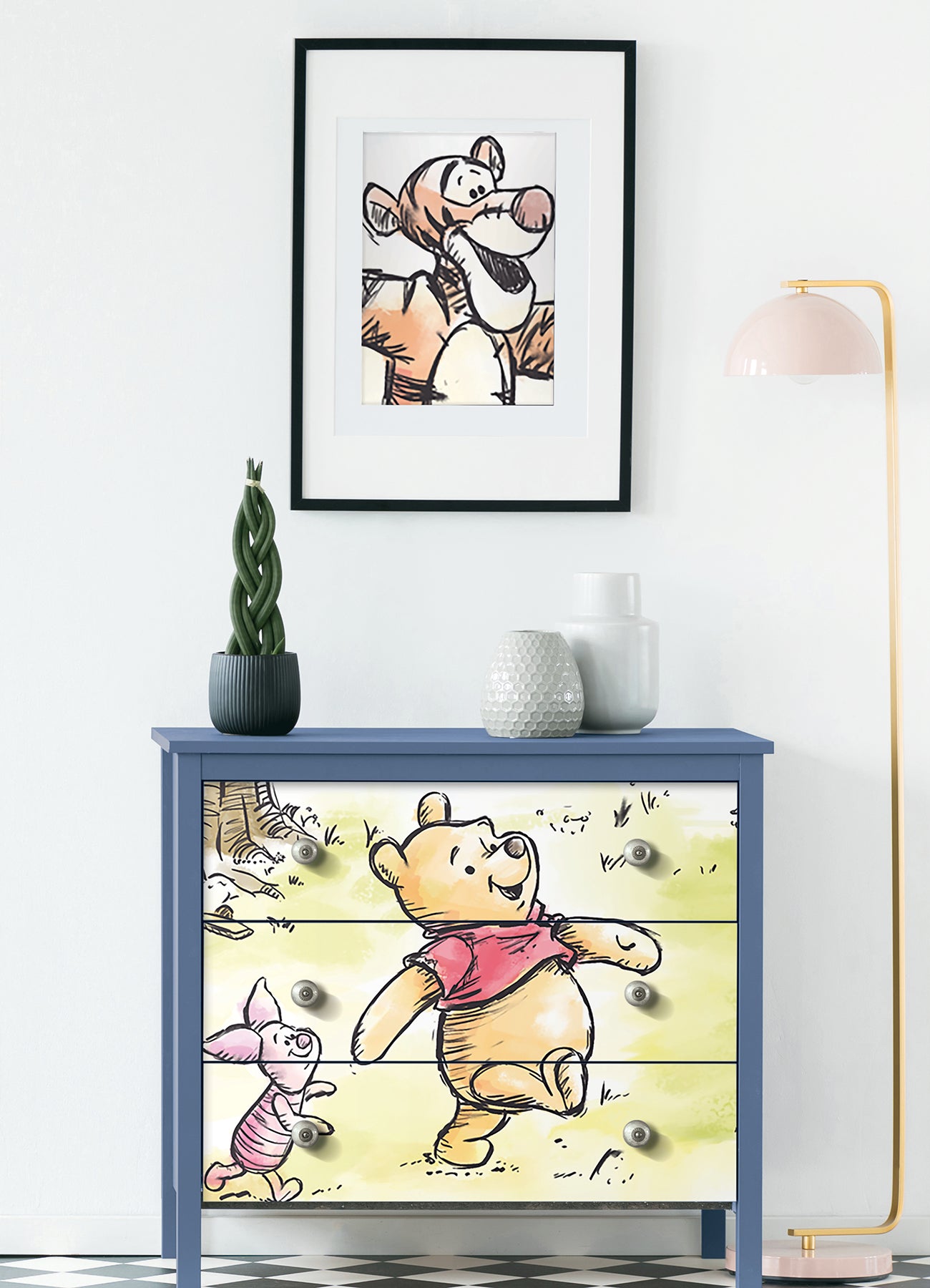 Disney’s Winnie The Pooh Watercolor P&S Wall Murals in a room setting