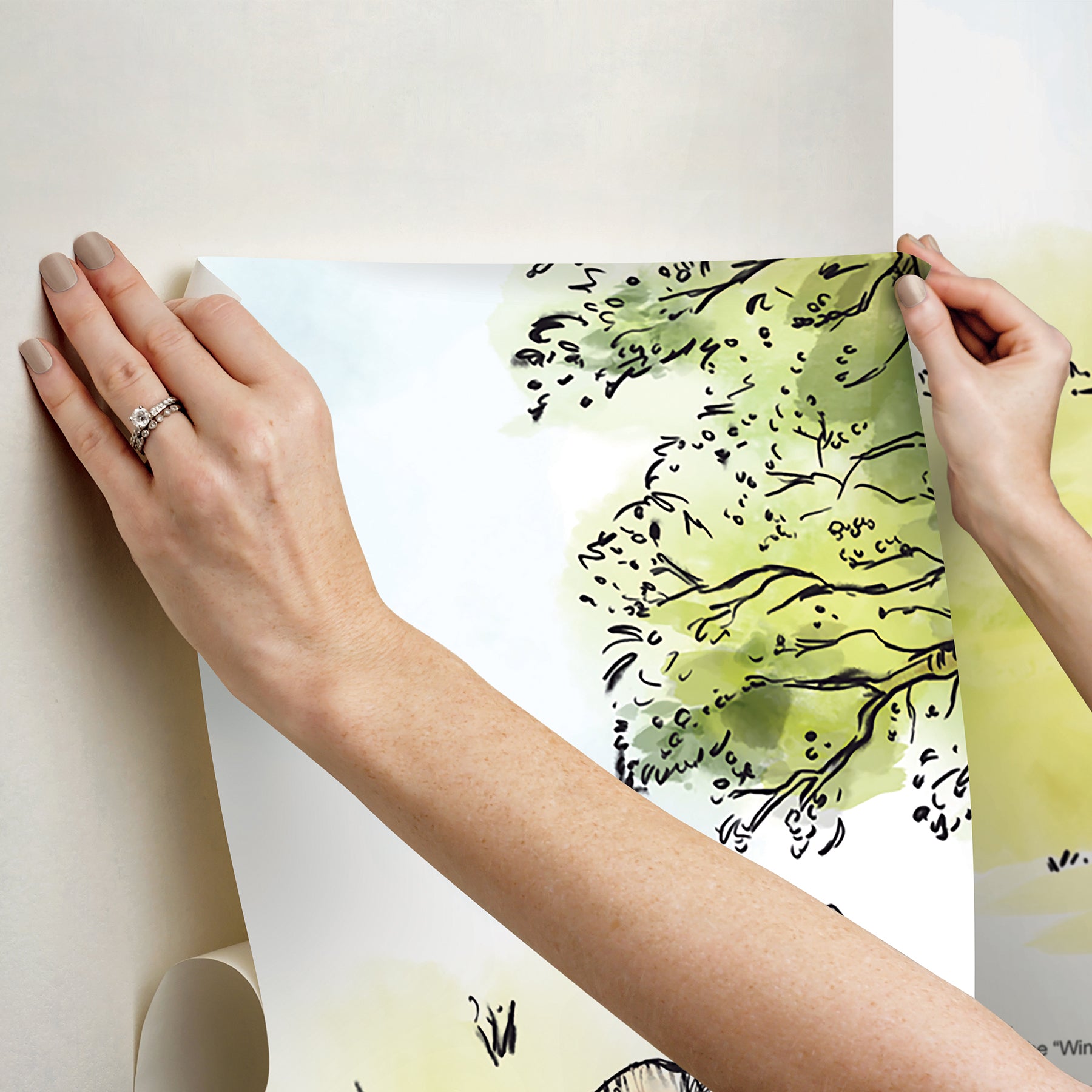 Disney’s Winnie The Pooh Watercolor P&S Wall Murals - how to stick