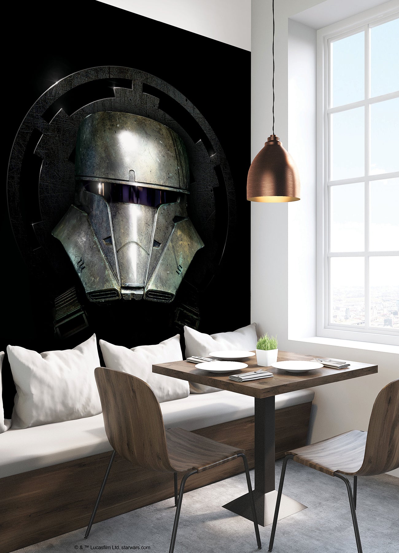 Star Wars Mandalorian Helmet P&S Wall Murals in a room setting