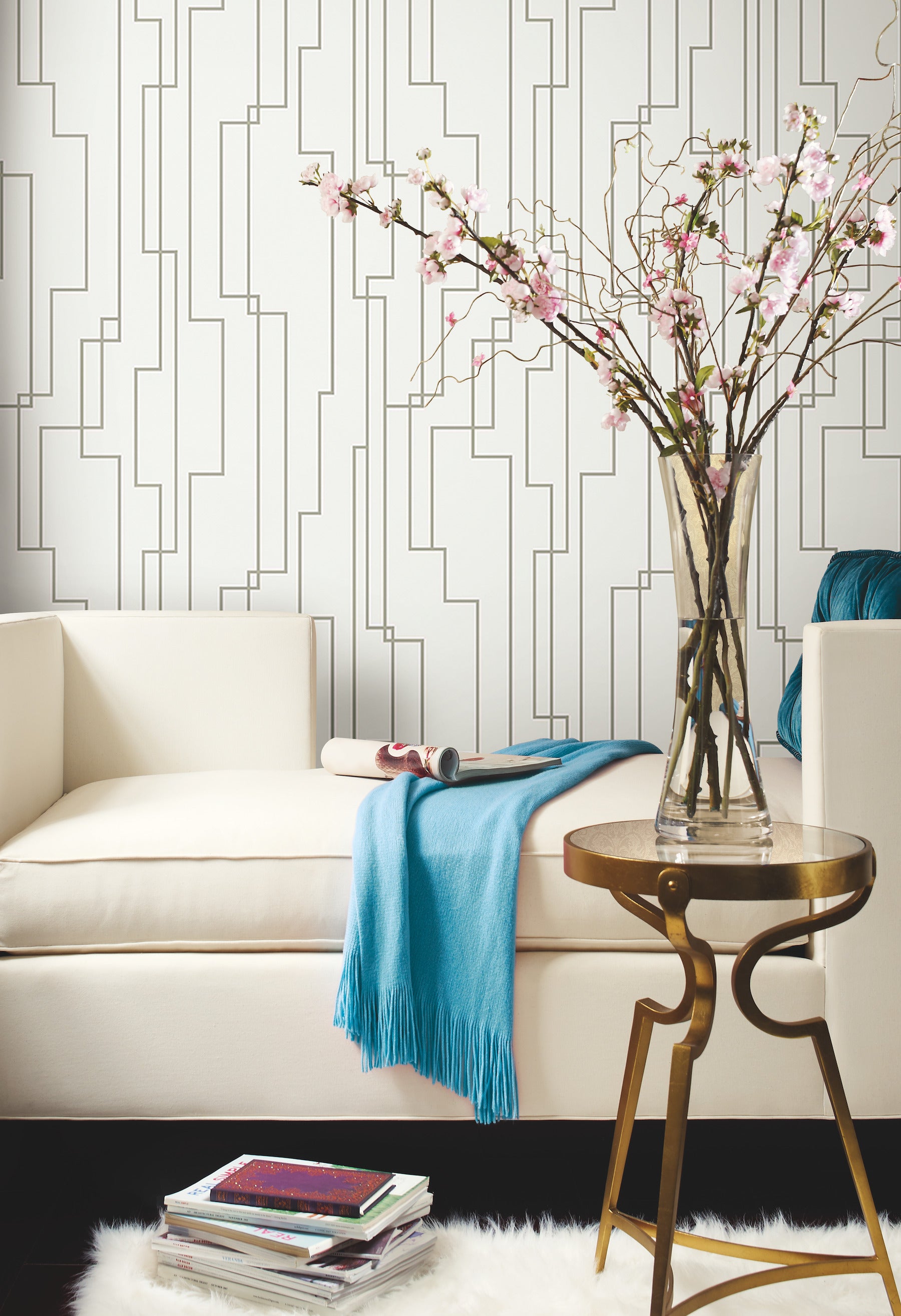 Geometric Circuits Peel & Stick Wallpaper in a room setting