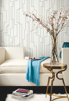 Geometric Circuits Peel & Stick Wallpaper in a room setting