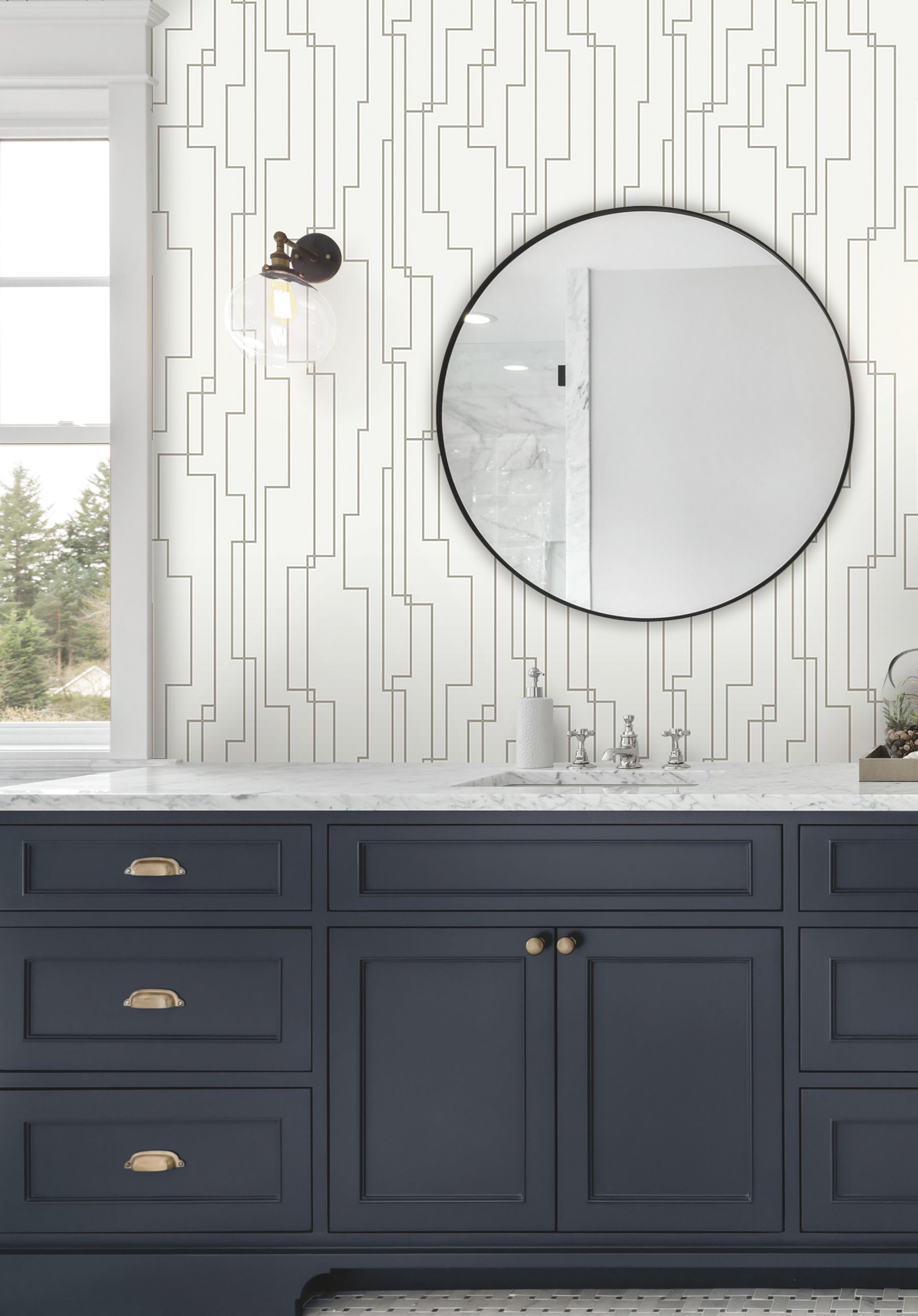 Geometric Circuits Peel & Stick Wallpaper in a room setting