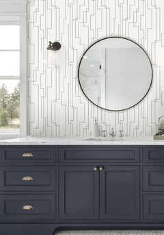Geometric Circuits Peel & Stick Wallpaper in a room setting
