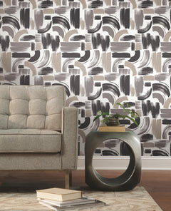 Modern Brushstrokes Peel & Stick Wallpaper in a room setting