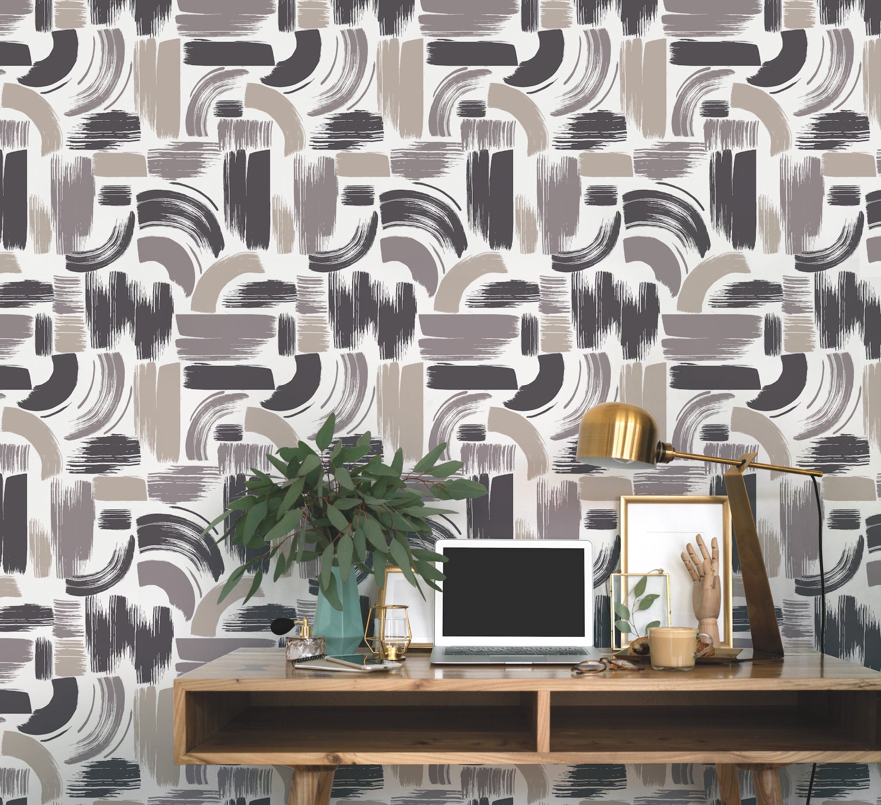 Modern Brushstrokes Peel & Stick Wallpaper in a room setting