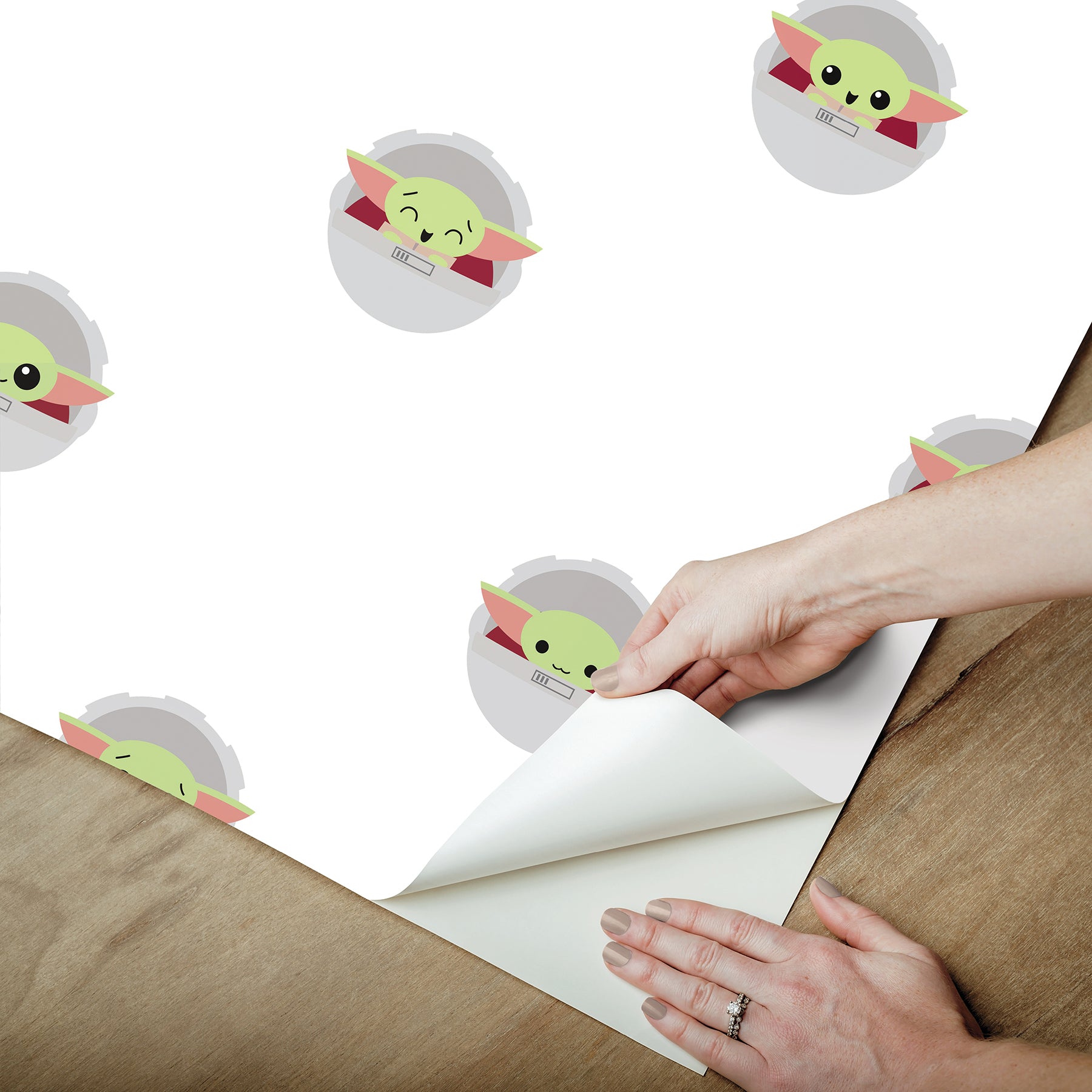 Grogu P&S Wallpaper peel step
