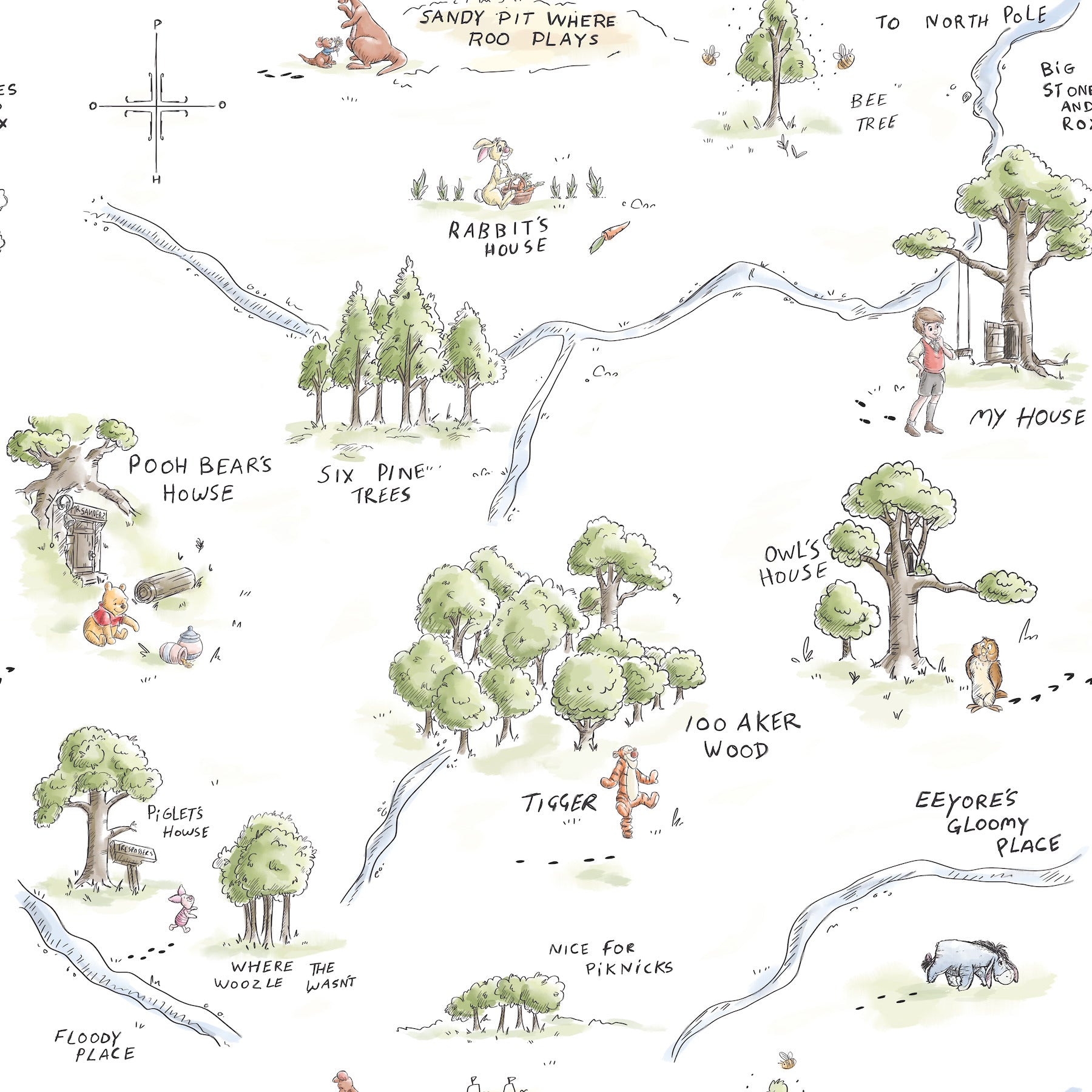 Winnie The Pooh 100 Acre Wood Map P&S Wallpaper by WallPops