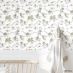 Winnie The Pooh 100 Acre Wood Map P&S Wallpaper in a room setting