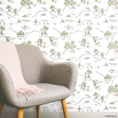 Winnie The Pooh 100 Acre Wood Map P&S Wallpaper in a room setting