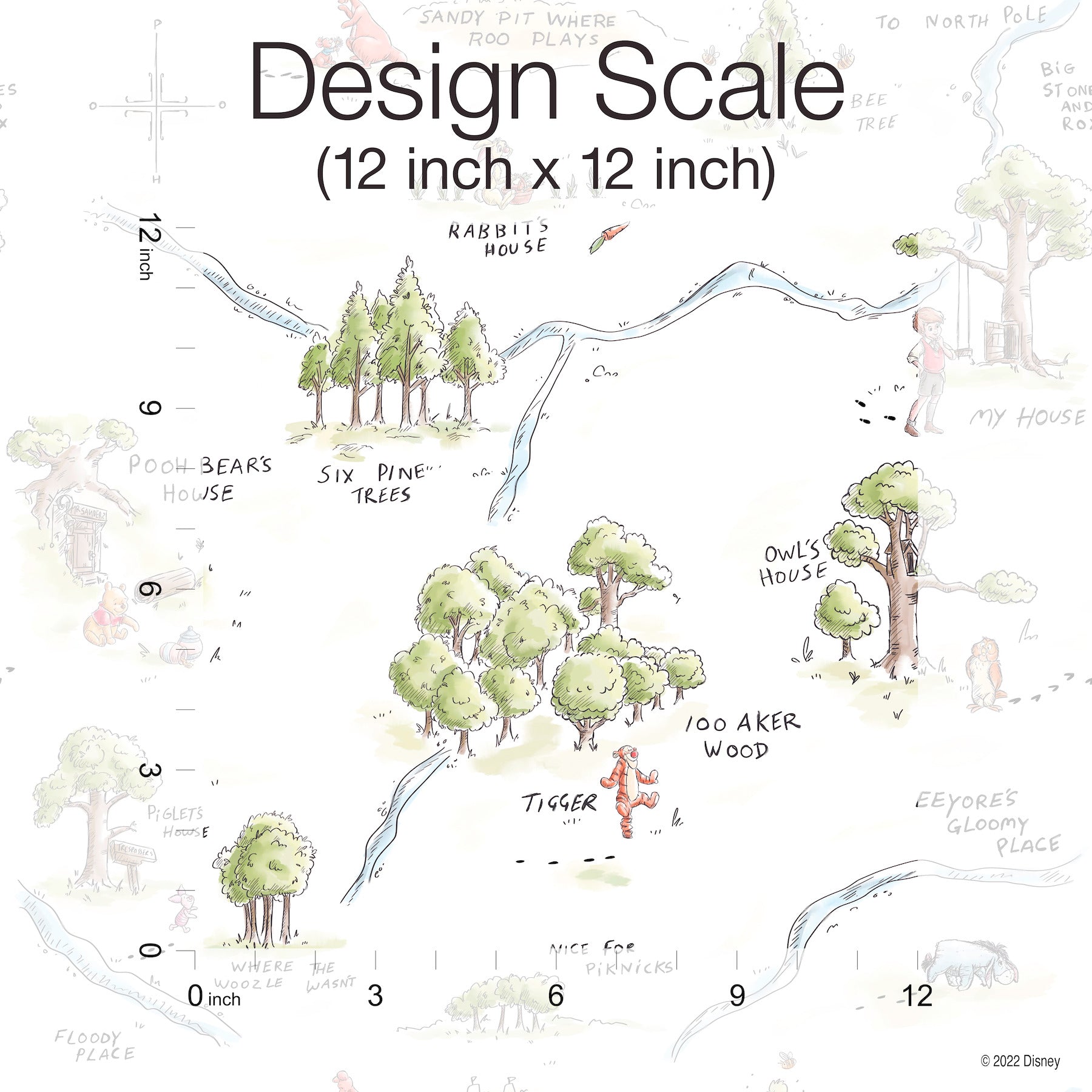 Winnie The Pooh 100 Acre Wood Map P&S Wallpaper pattern close-up