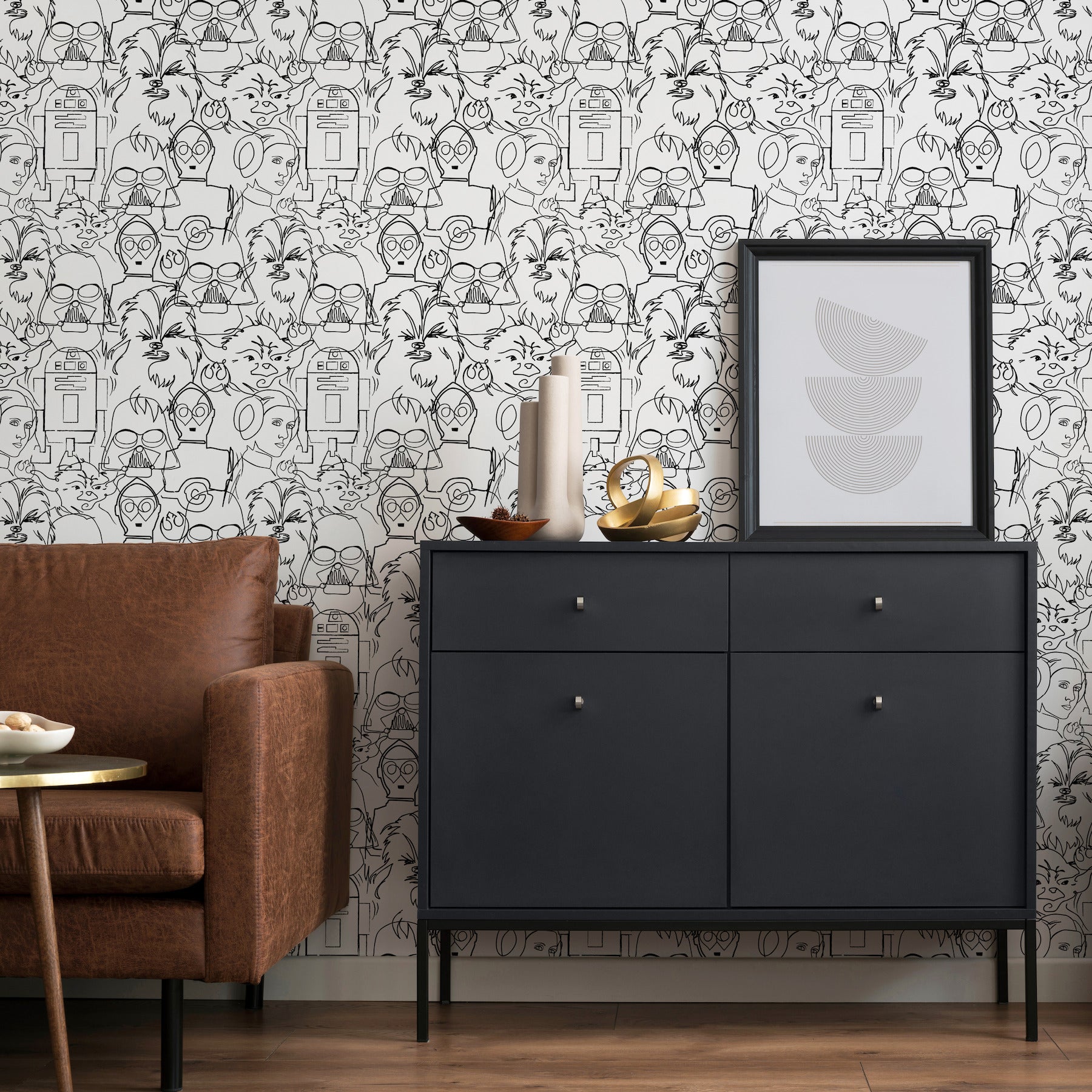 RMK12451PL peel and stick wallpaper in a room setting