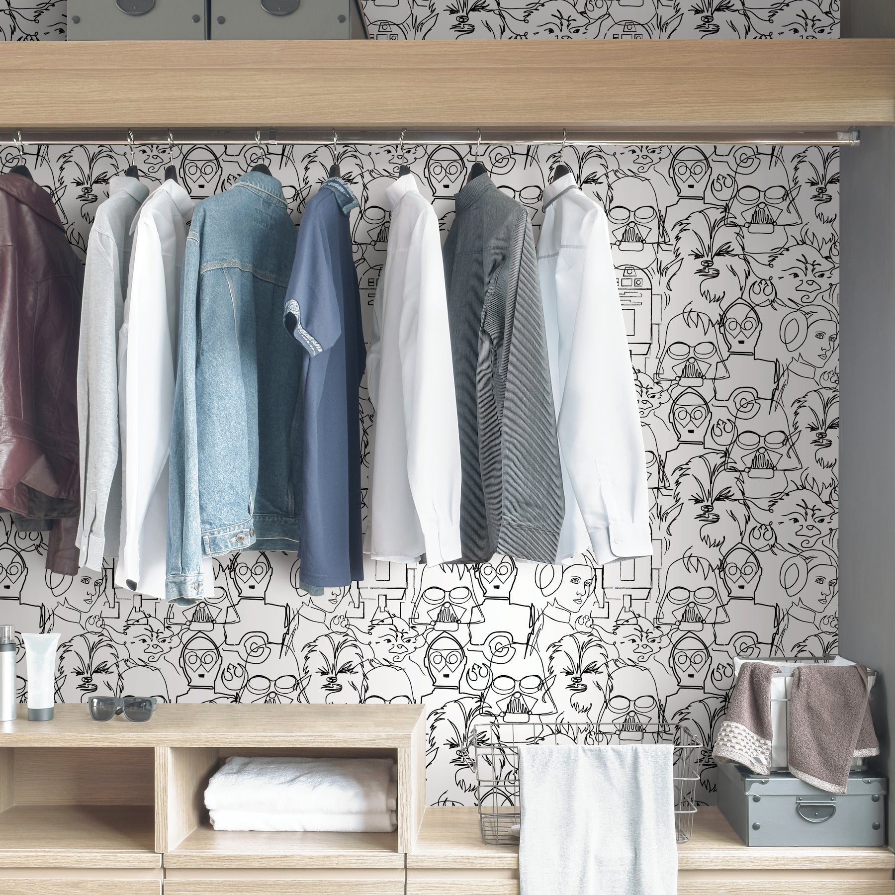 RMK12451PL peel and stick wallpaper in a room setting