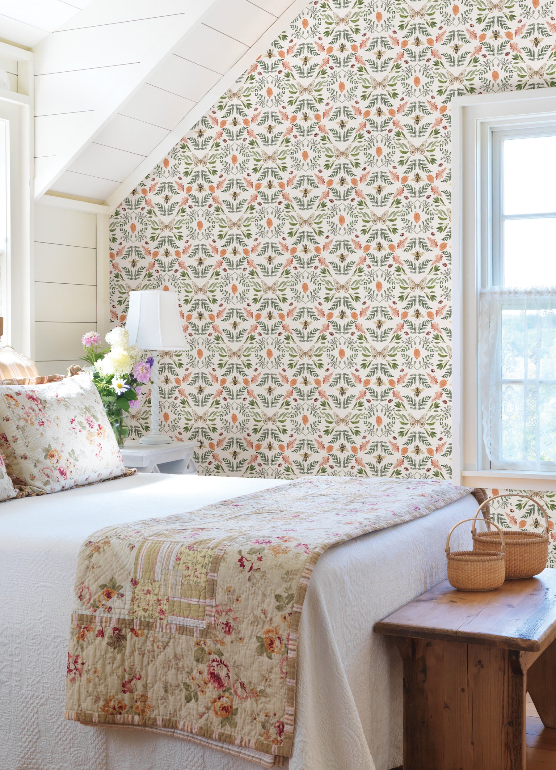Penny Lane: Forest Cottage Bee And Butterfly Peel and Stick Wallpaper