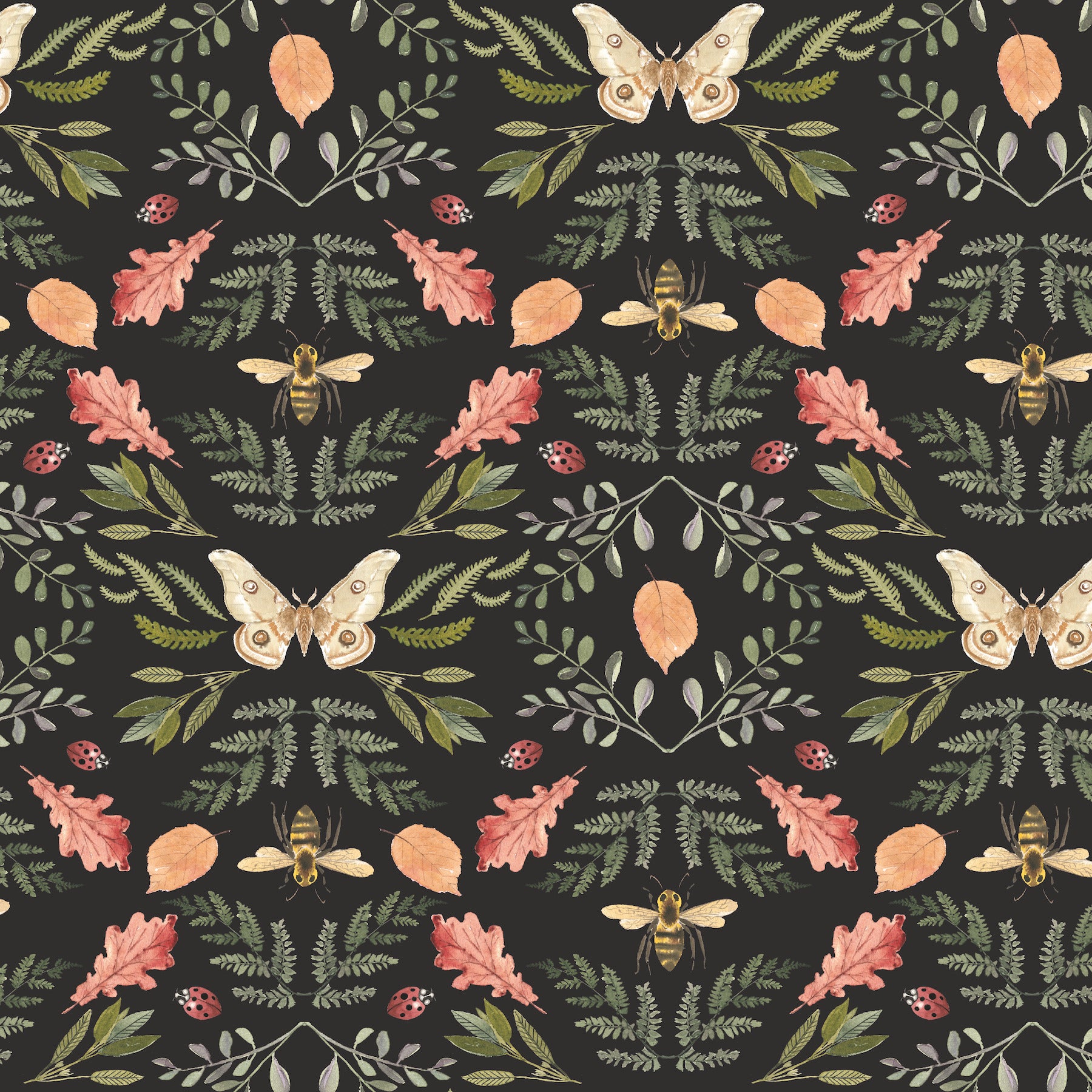 Penny Lane: Forest Cottage Bee And Butterfly Peel and Stick Wallpaper