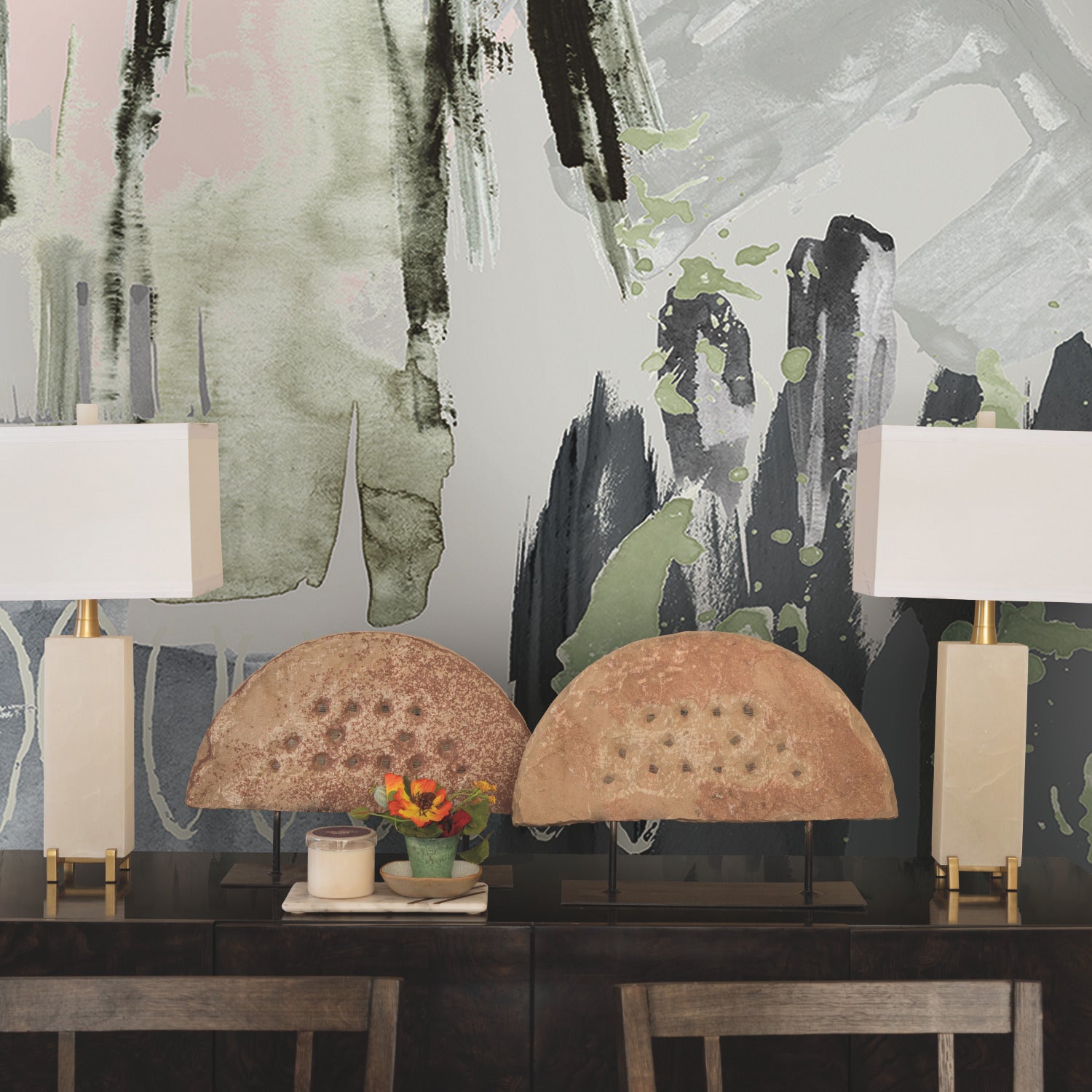 Abstraction Grey P&S Wall Murals in a room setting