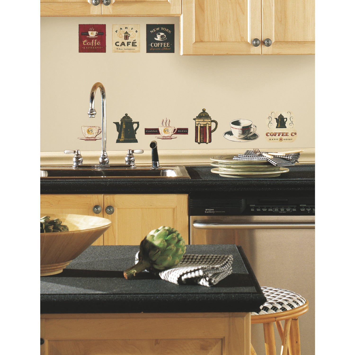Coffee House Wall Decals in a room setting