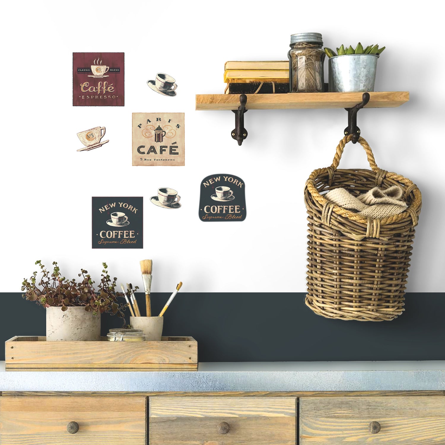 Coffee House Wall Decals in a room setting