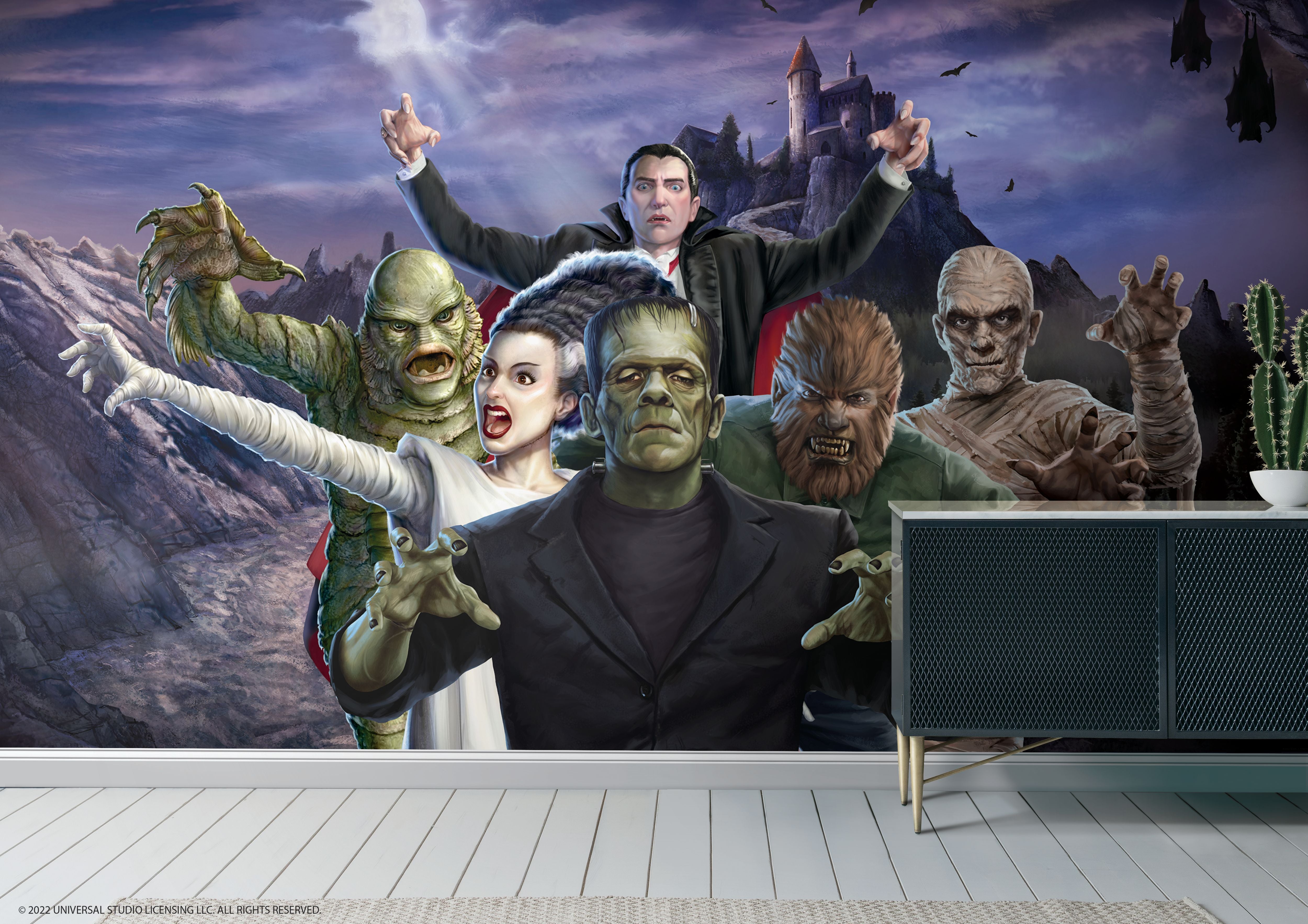 Universal Studios Iconic Monsters P&S Wall Murals in a room setting