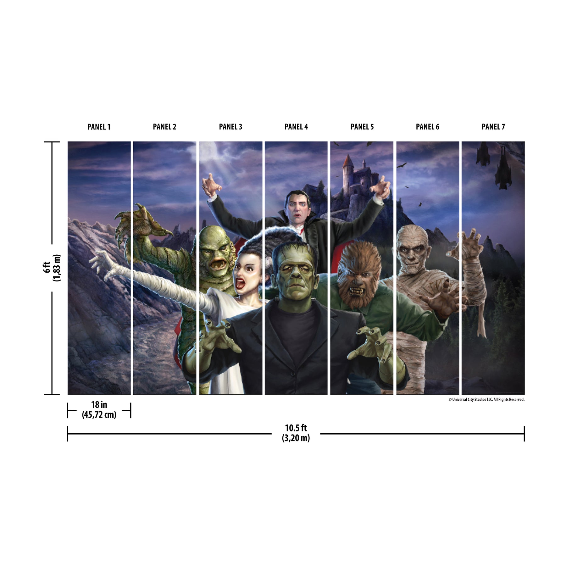Universal Studios Iconic Monsters P&S Wall Murals - panels