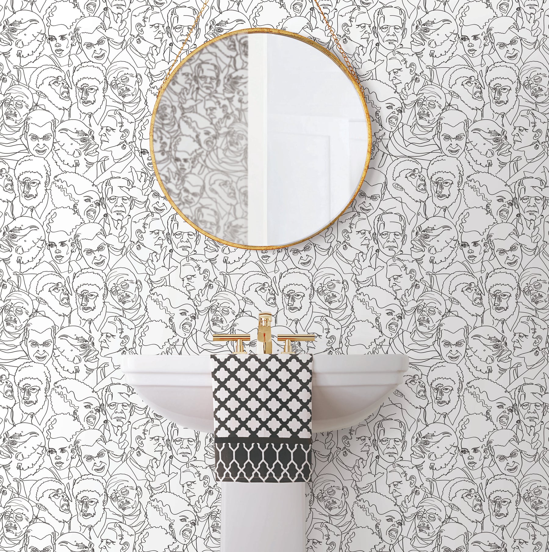 Universal Classic Monsters P&S Wallpaper in a room setting