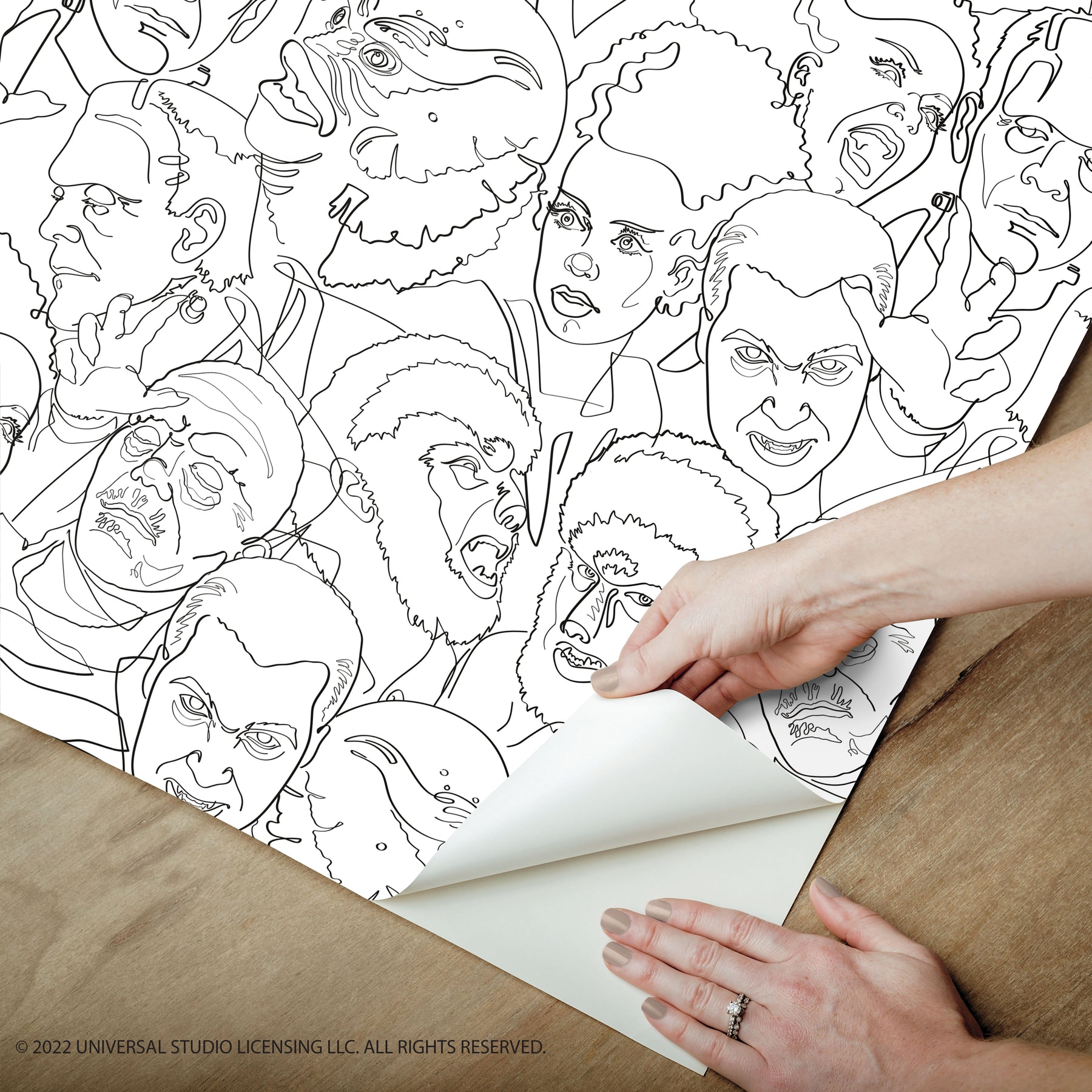 Universal Classic Monsters P&S Wallpaper peel step