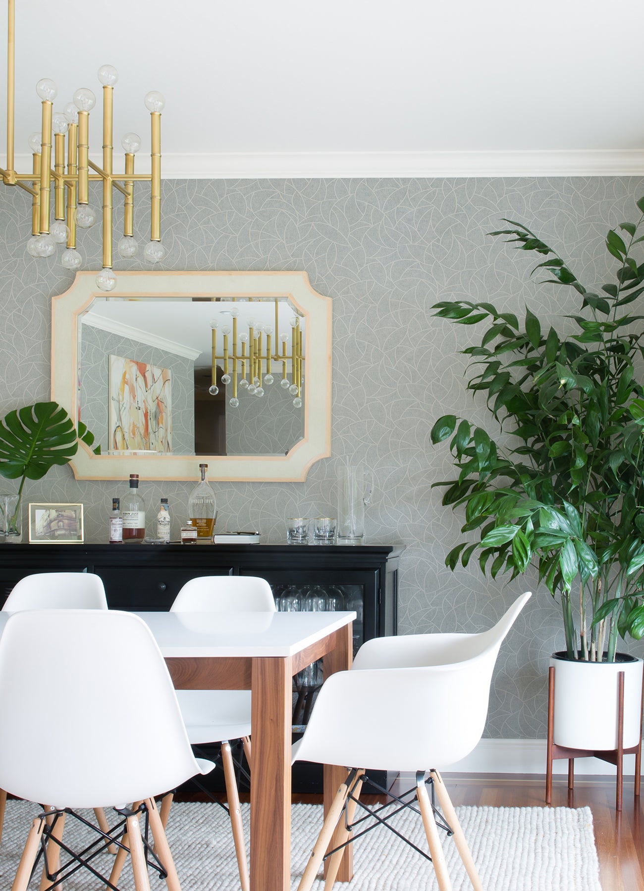 Modern Crescent Moon Peel & Stick Wallpaper in a room setting