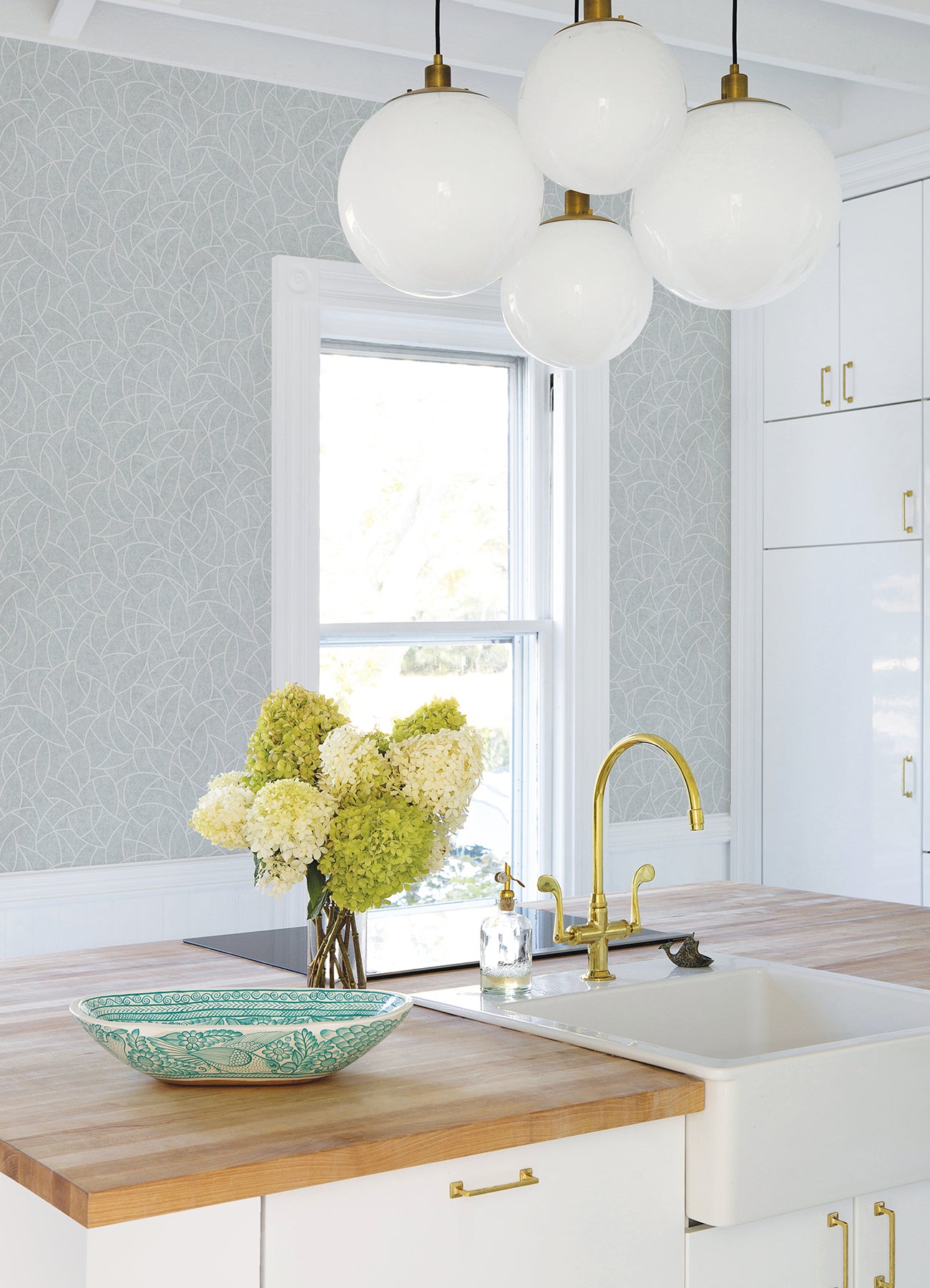 Modern Crescent Moon Peel & Stick Wallpaper in a room setting