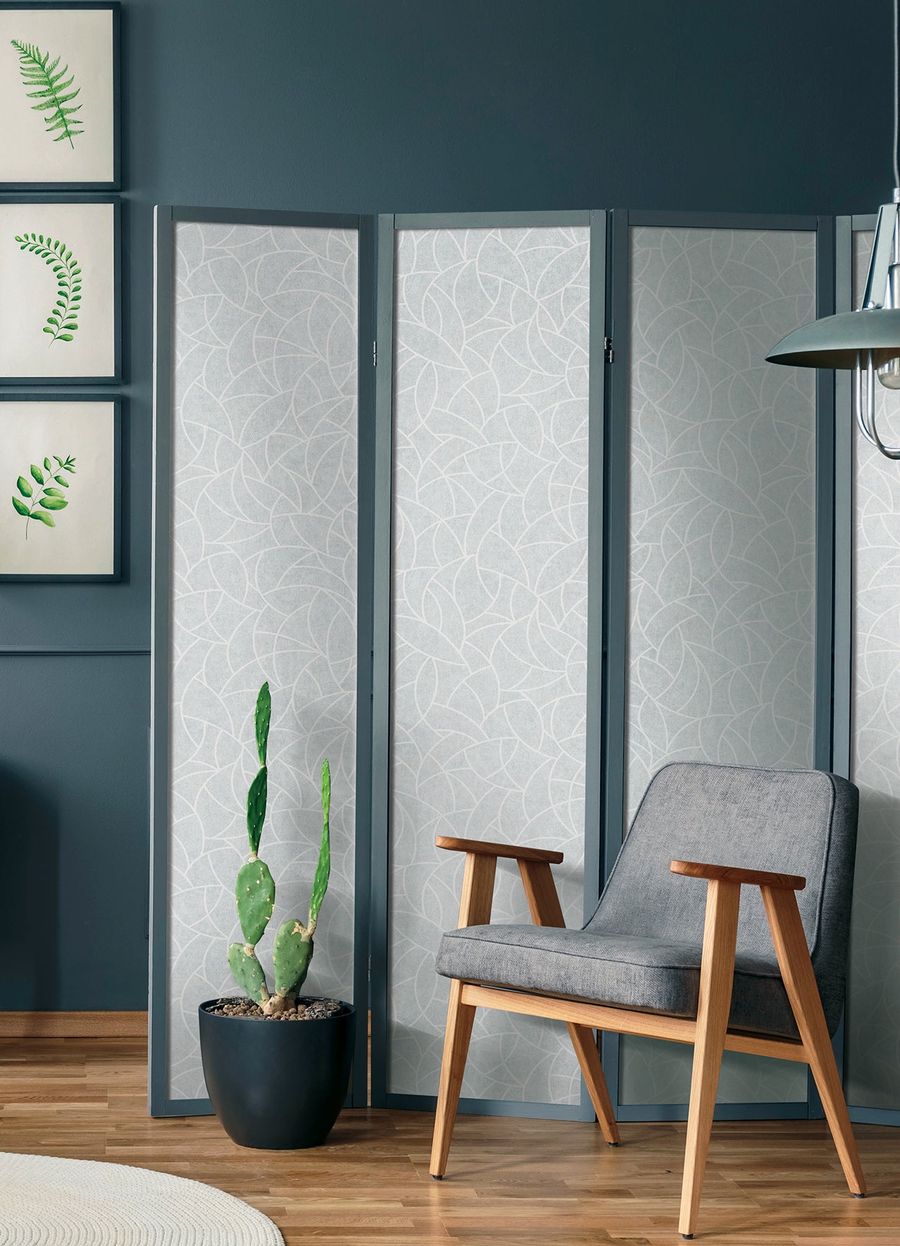 Modern Crescent Moon Peel & Stick Wallpaper in a room setting