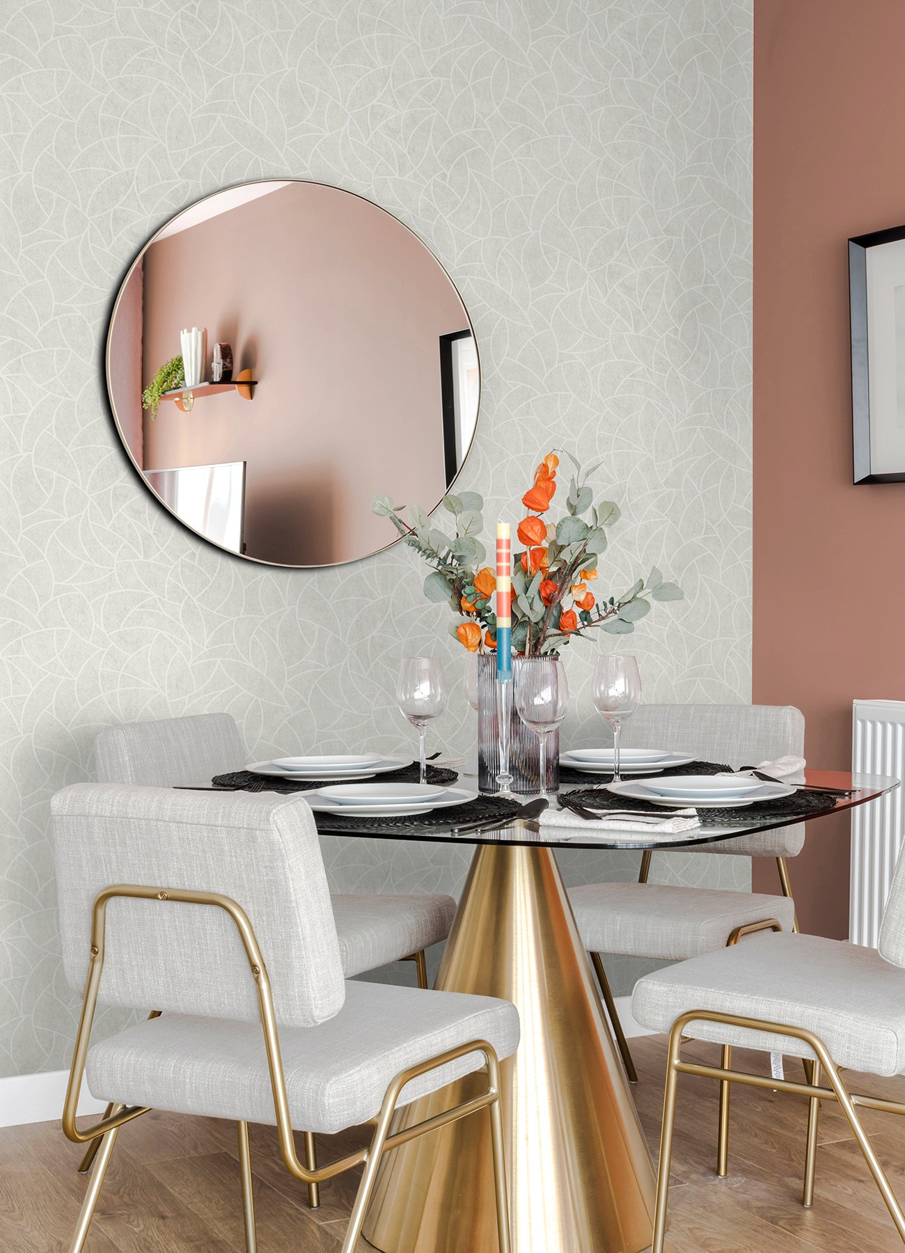 Modern Crescent Moon Peel & Stick Wallpaper in a room setting