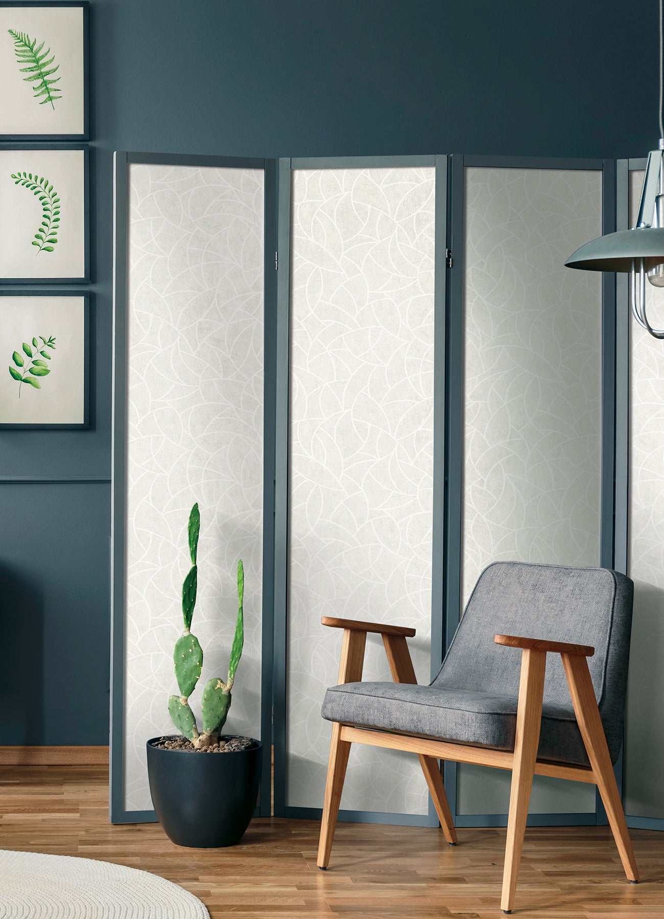 Modern Crescent Moon Peel & Stick Wallpaper in a room setting