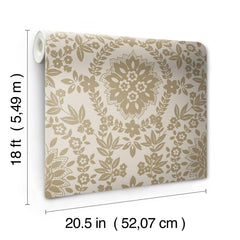 Boho Baroque Damask Peel & Stick Wallpaper - dimensions