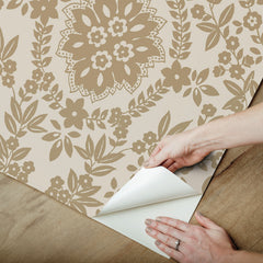 Boho Baroque Damask Peel & Stick Wallpaper - how to peel