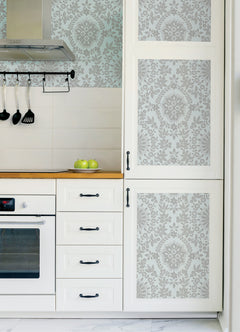Boho Baroque Damask Peel & Stick Wallpaper in a room setting